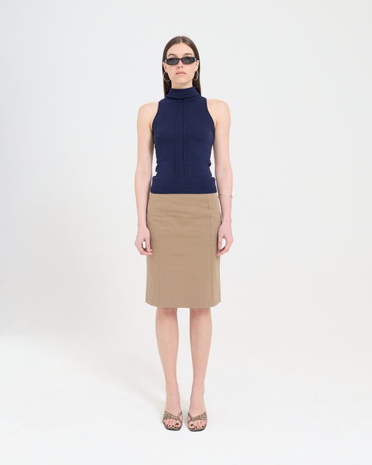 Column Midi Skirt - Brown