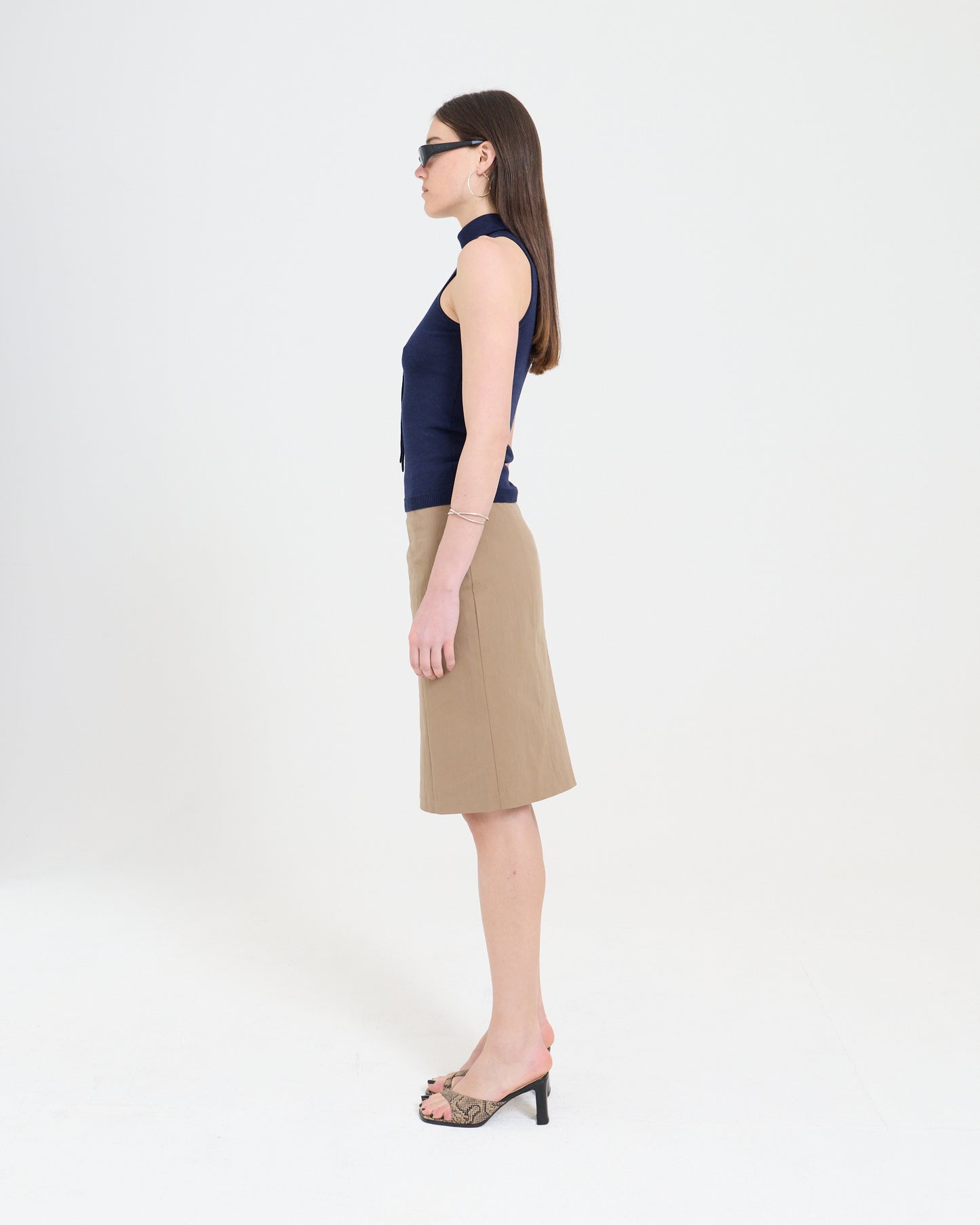 Column Midi Skirt - Brown