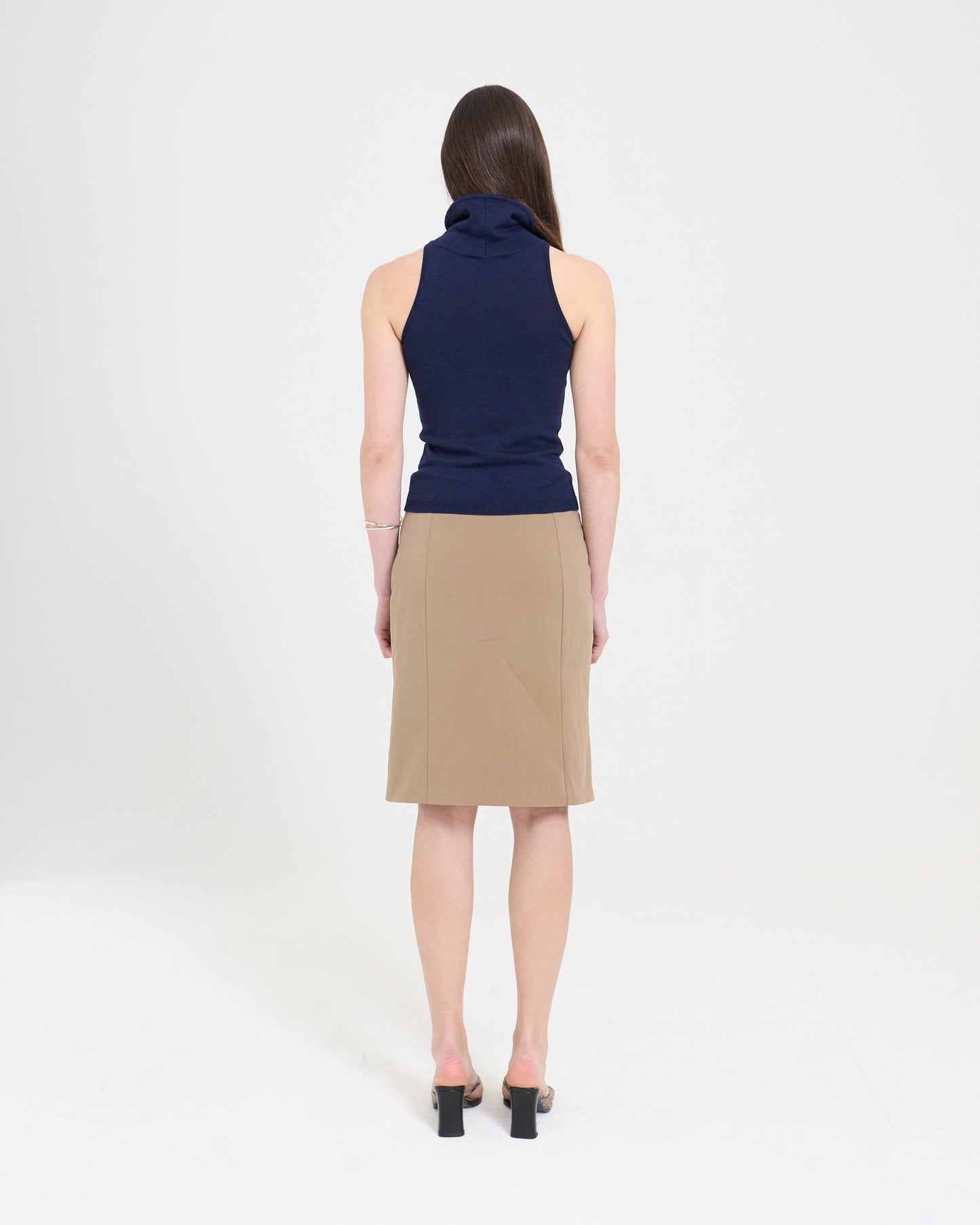 Column Midi Skirt - Brown