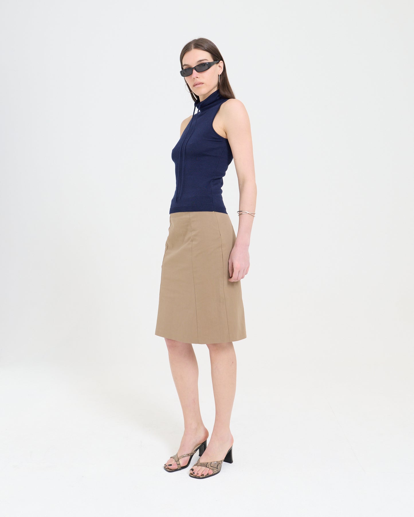 Column Midi Skirt - Brown