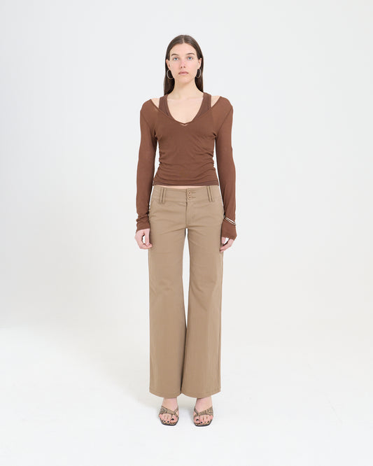 Low Rise Pocket Pant - Brown