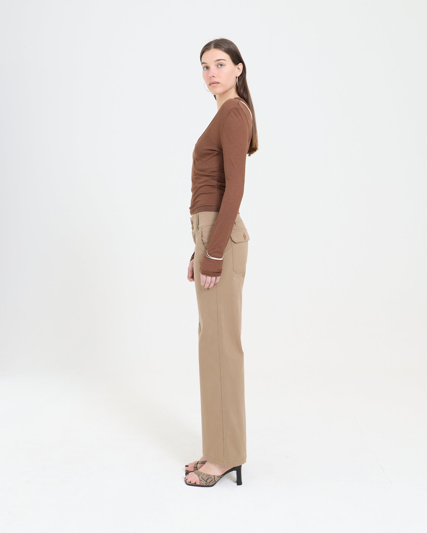 Low Rise Pocket Pant - Brown