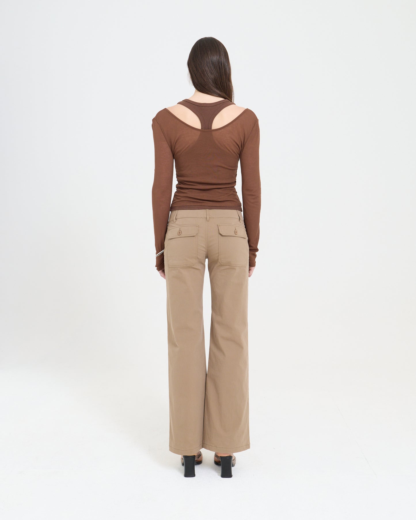 Low Rise Pocket Pant - Brown