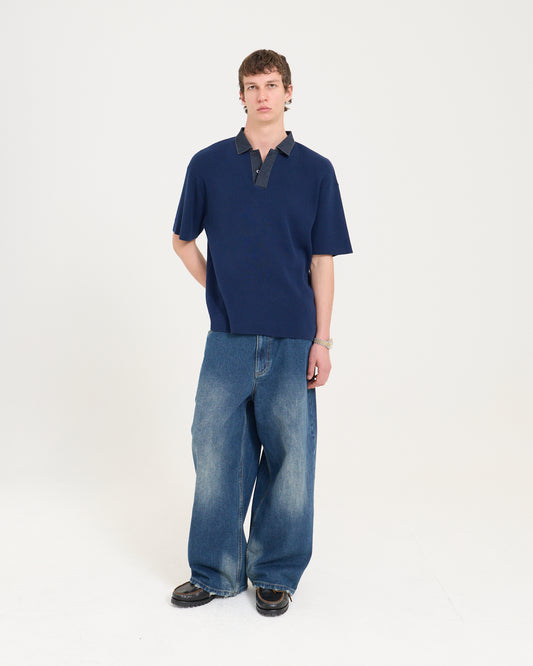 Knitted Polo - Navy