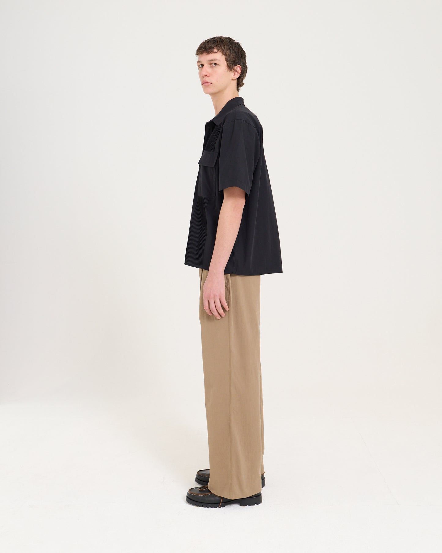 Pin Tucked Pocket Shirt - Black