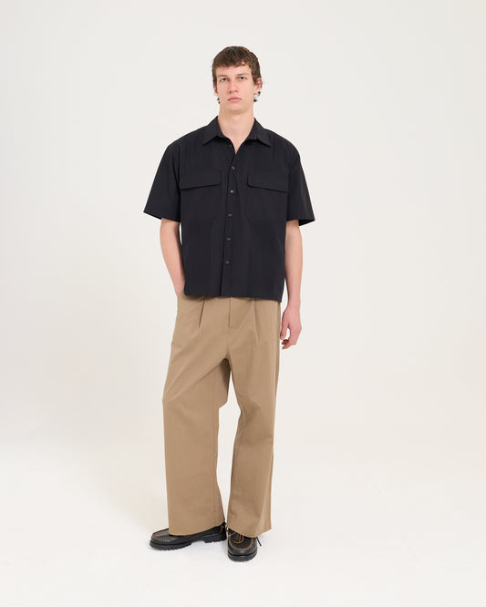 Pin Tucked Pocket Shirt - Black