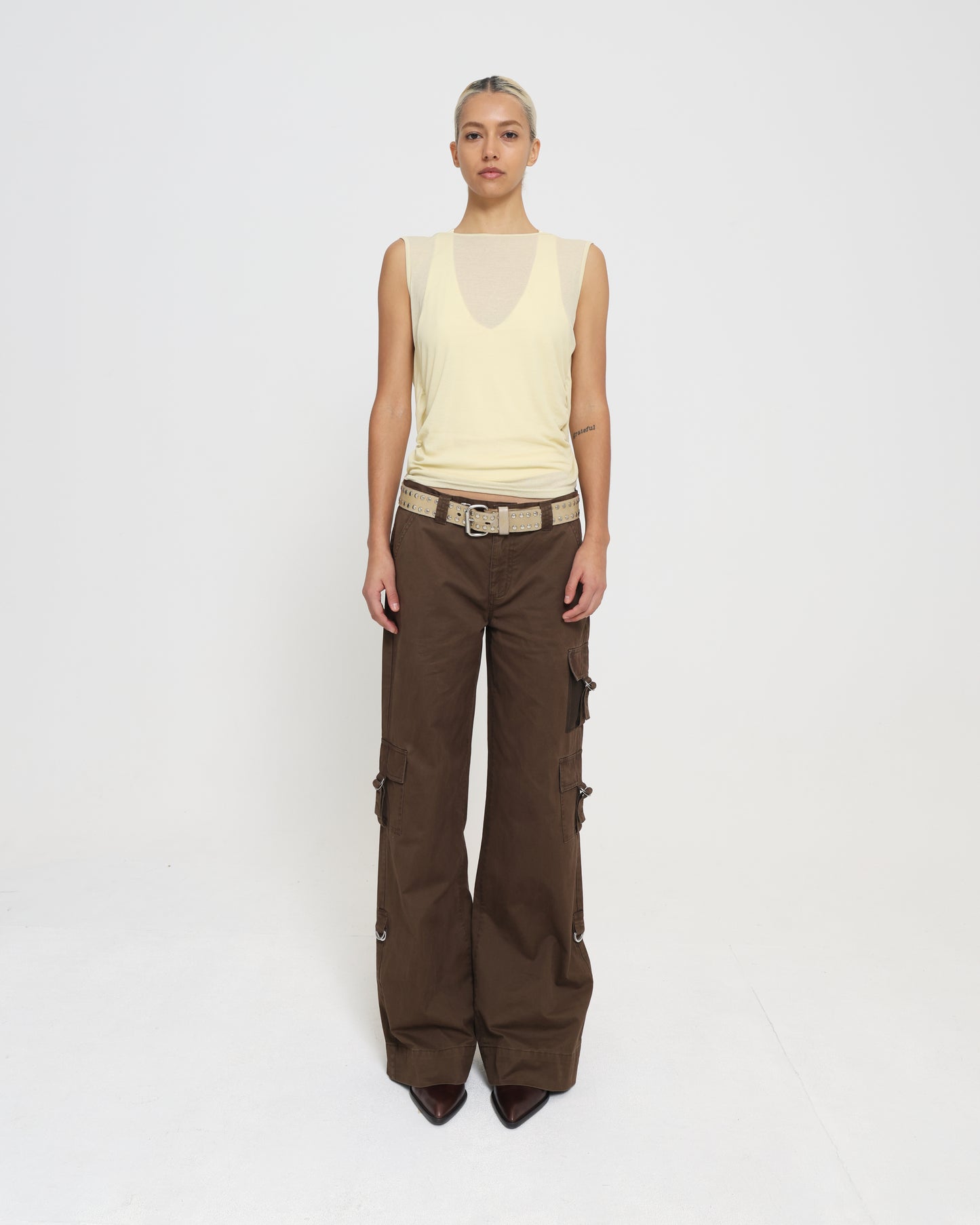 Cowl Back Layered Tank - Citron