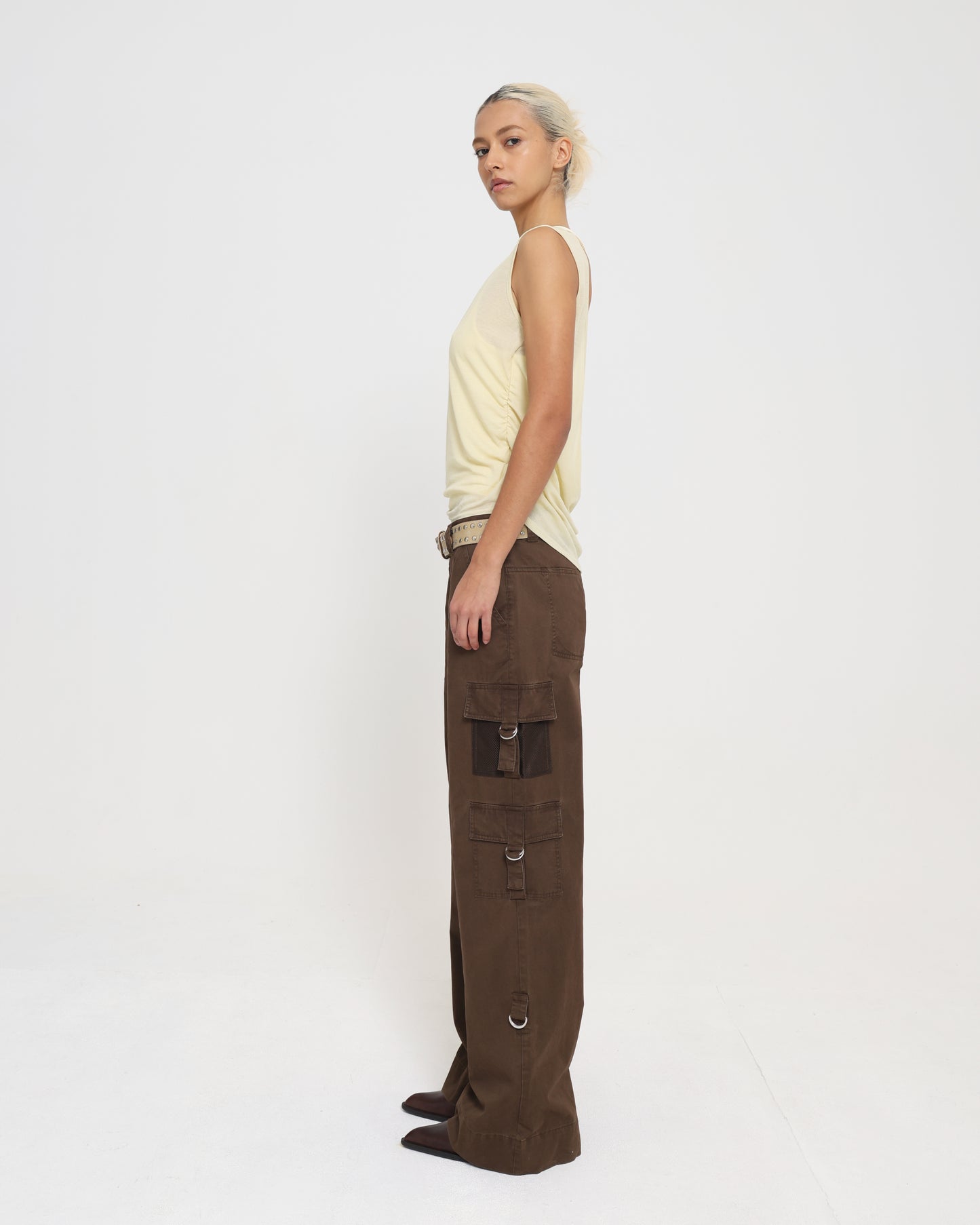 Cowl Back Layered Tank - Citron