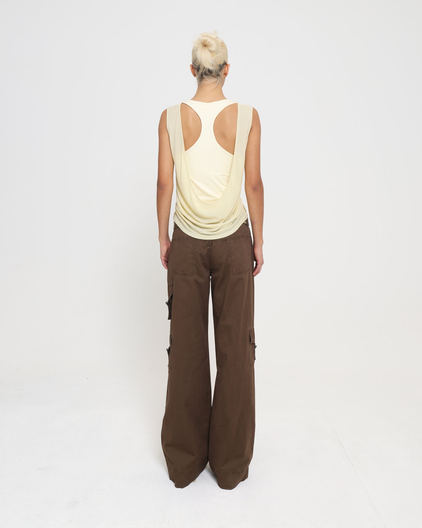 Cowl Back Layered Tank - Citron