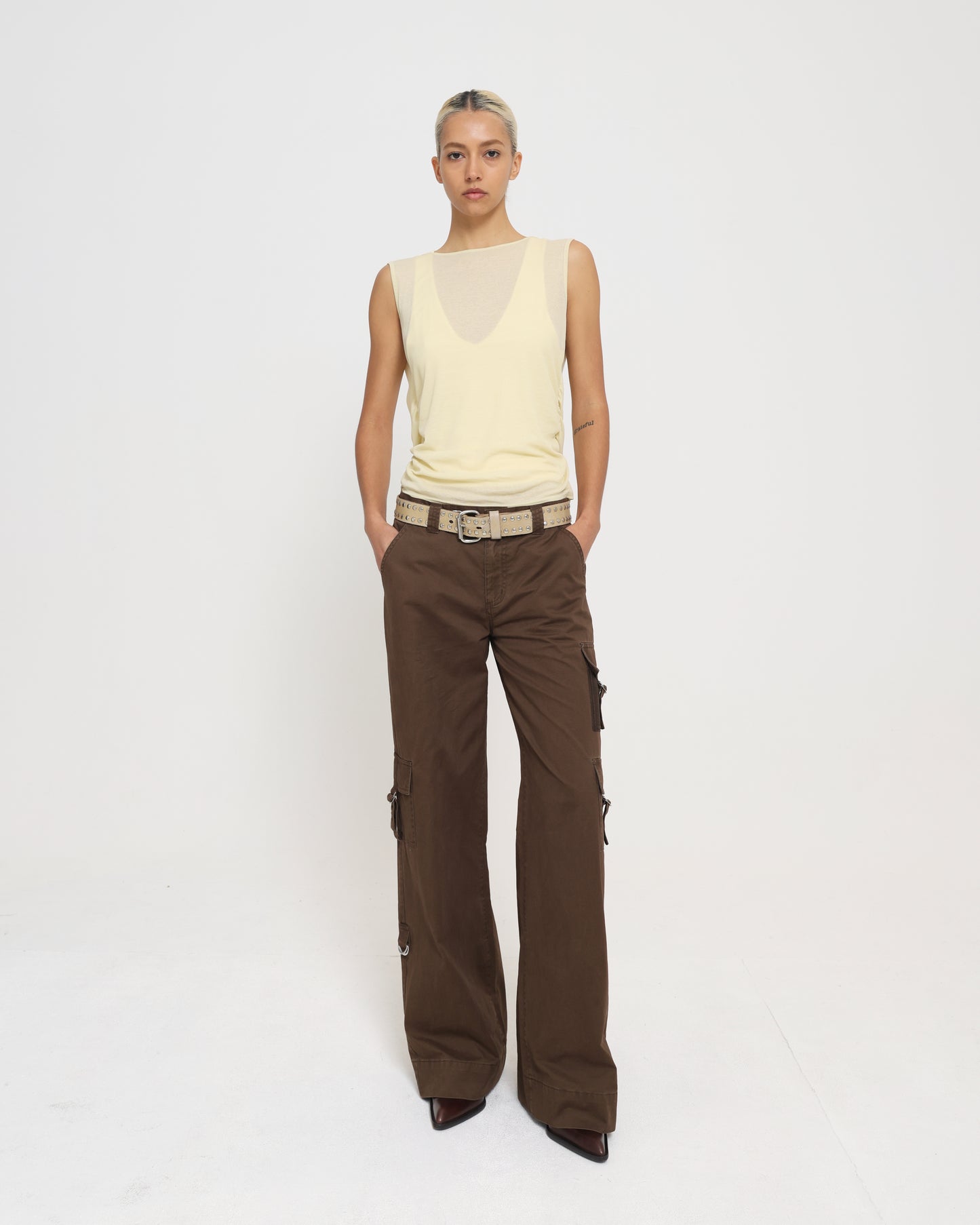 Cowl Back Layered Tank - Citron