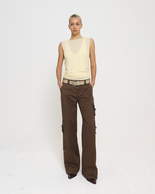 Cowl Back Layered Tank - Citron