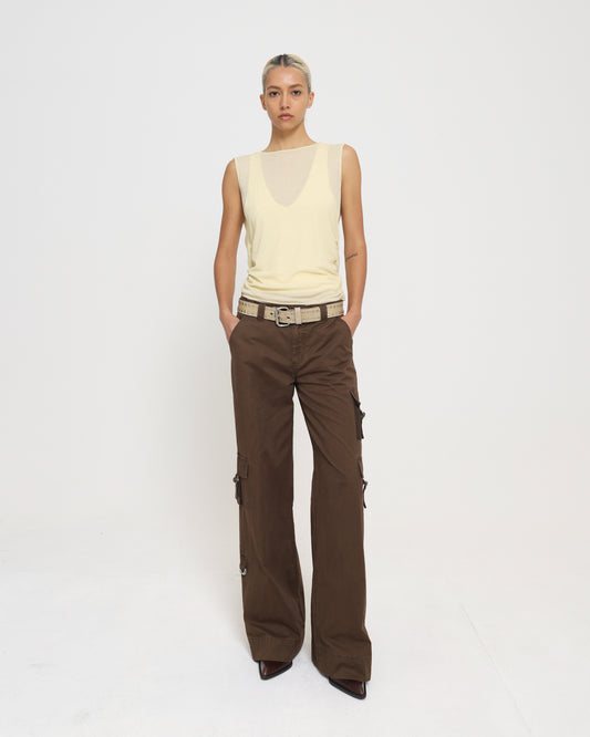 Cowl Back Layered Tank - Citron