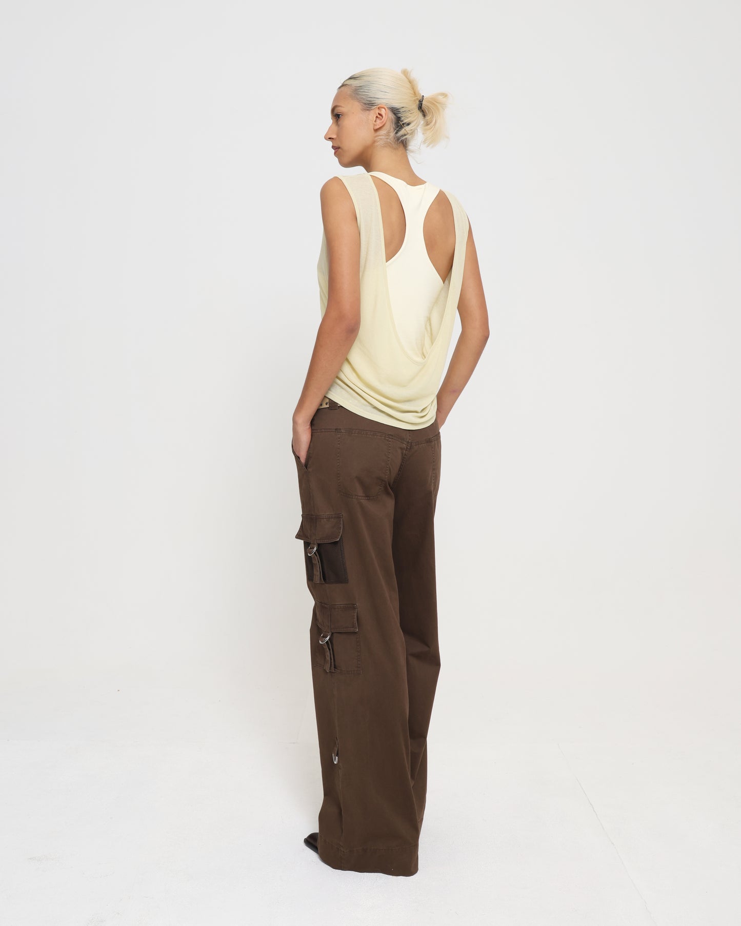Cowl Back Layered Tank - Citron