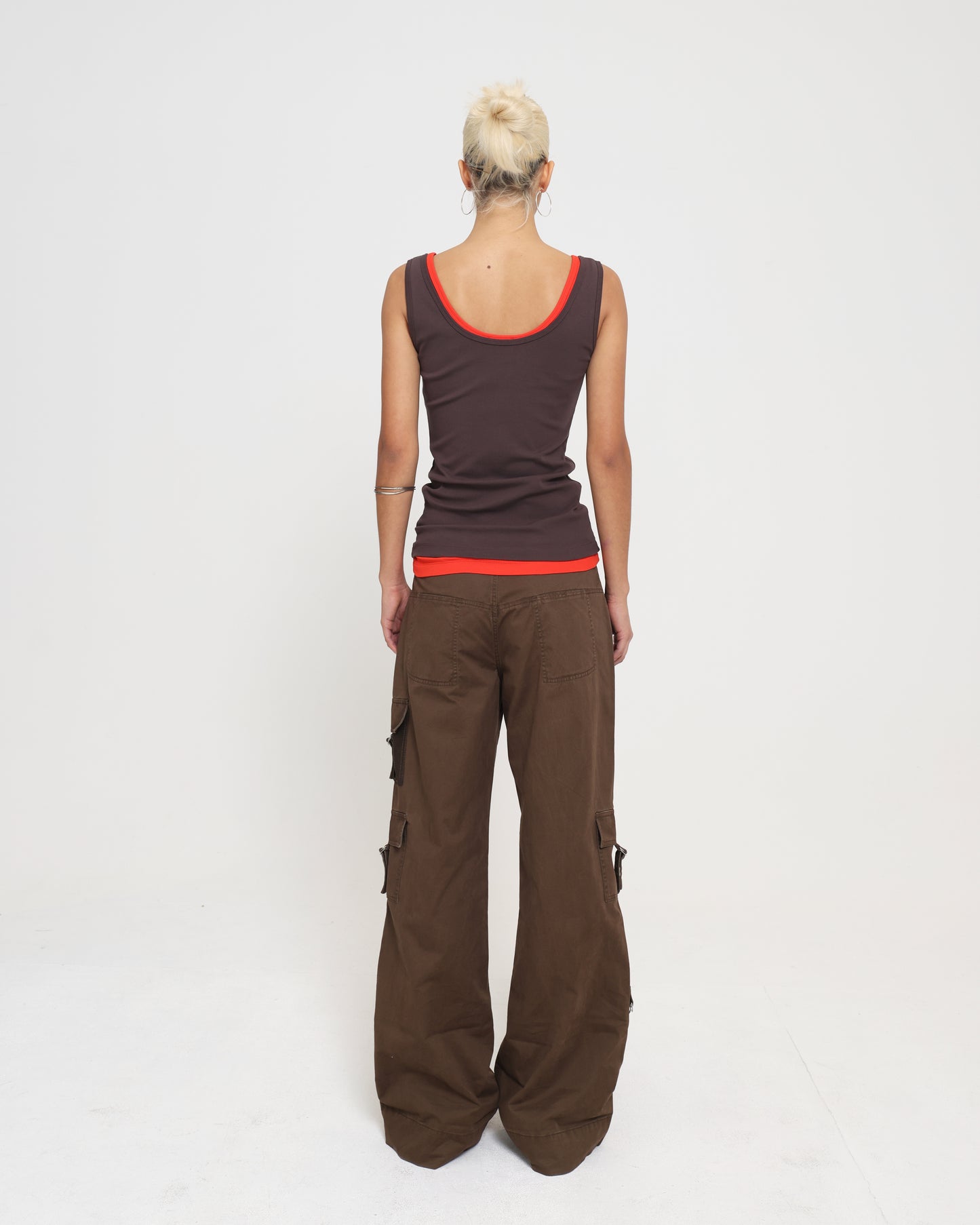 LAYERED HENLEY TANK - CHILLI / CHOCOLATE