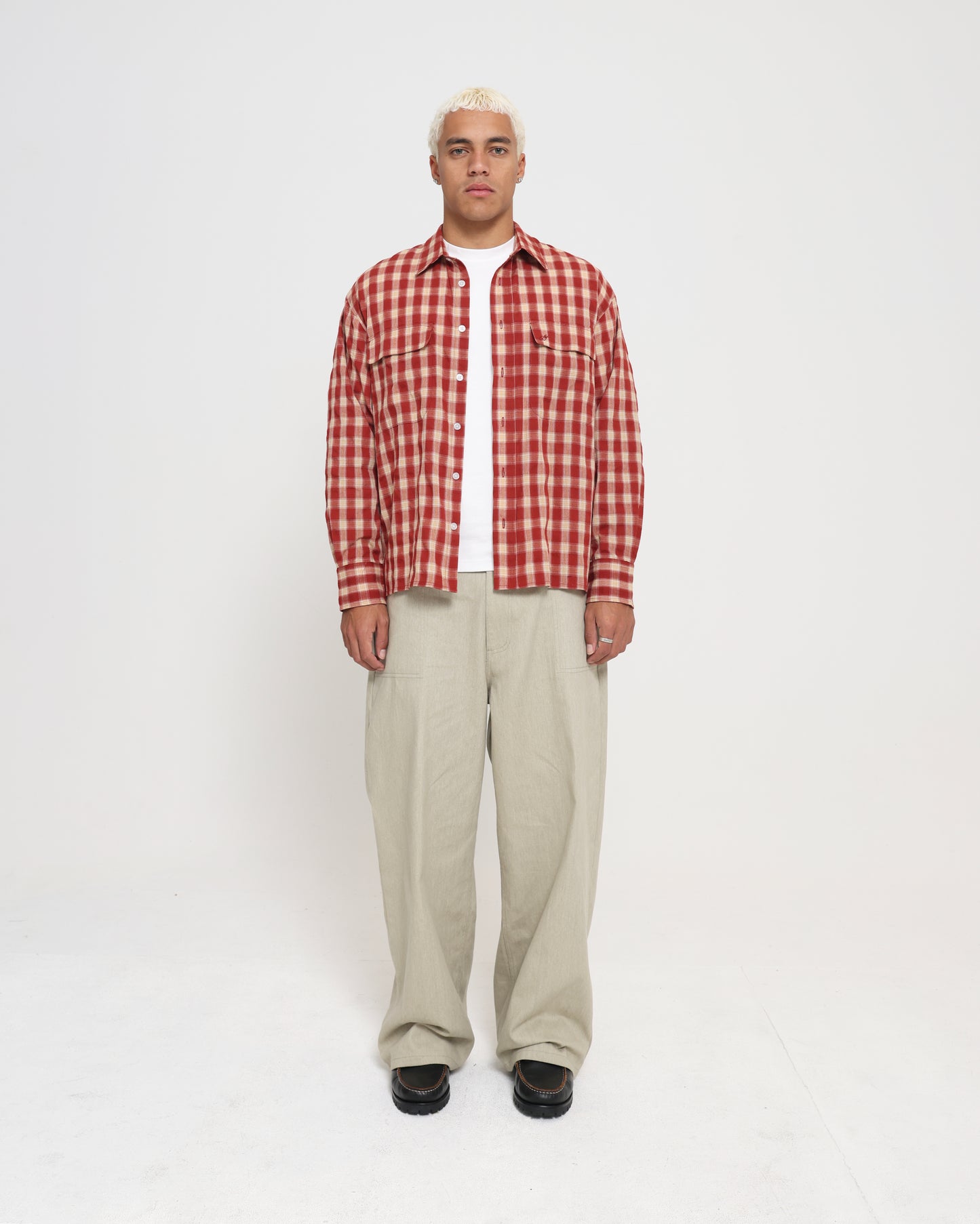 LS POCKET SHIRT - RED PLAID