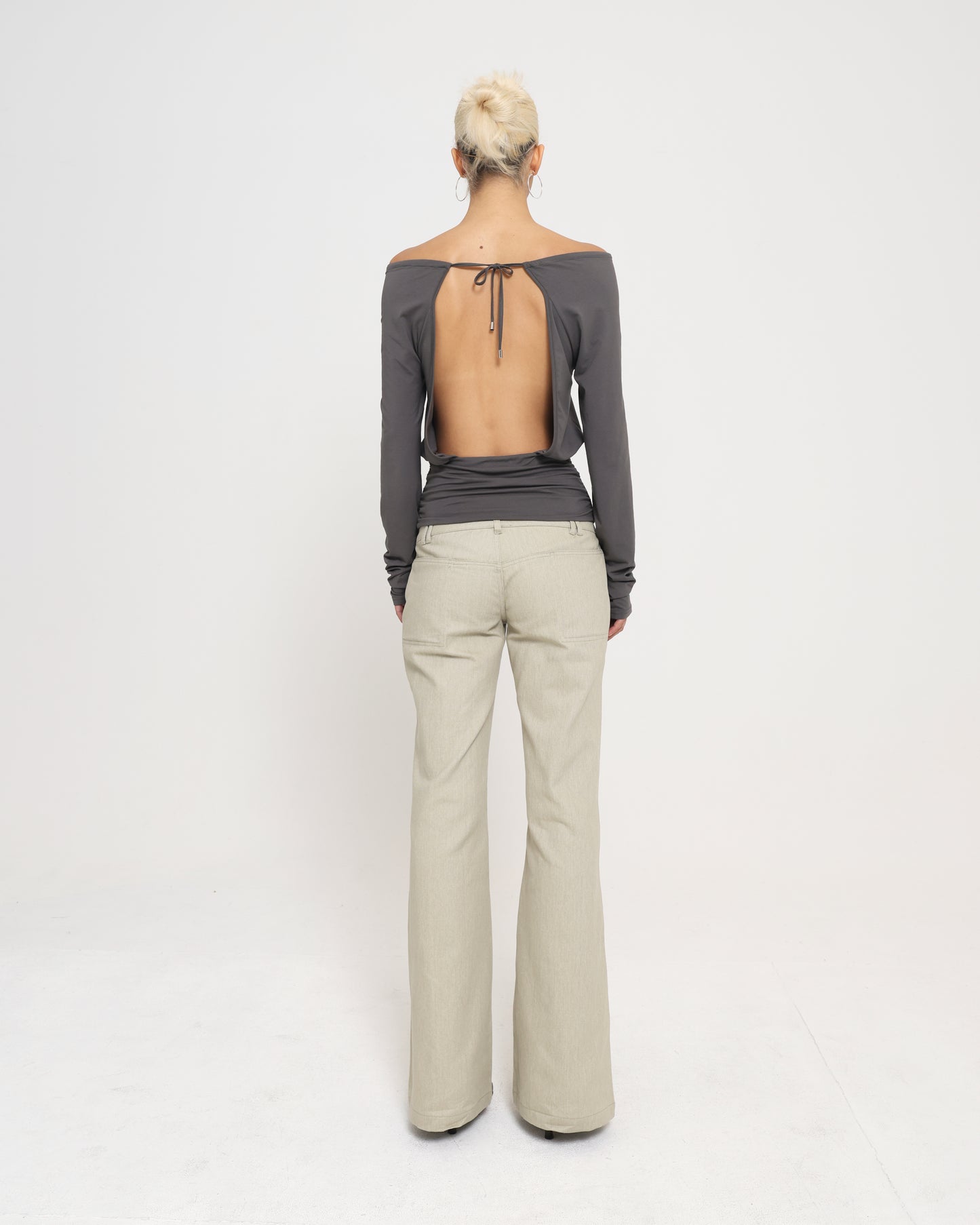 LS HALTER TOP - charcoal