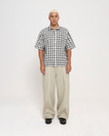 SS BUTTON DOWN SHIRT - CREAM PLAID