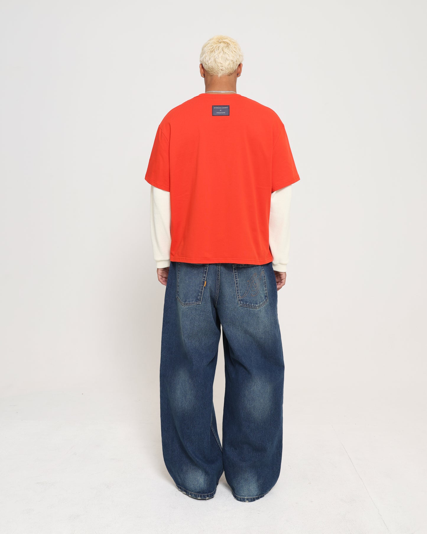 Crop Boxy Waffle Combo LS - CHILLI / CREAM