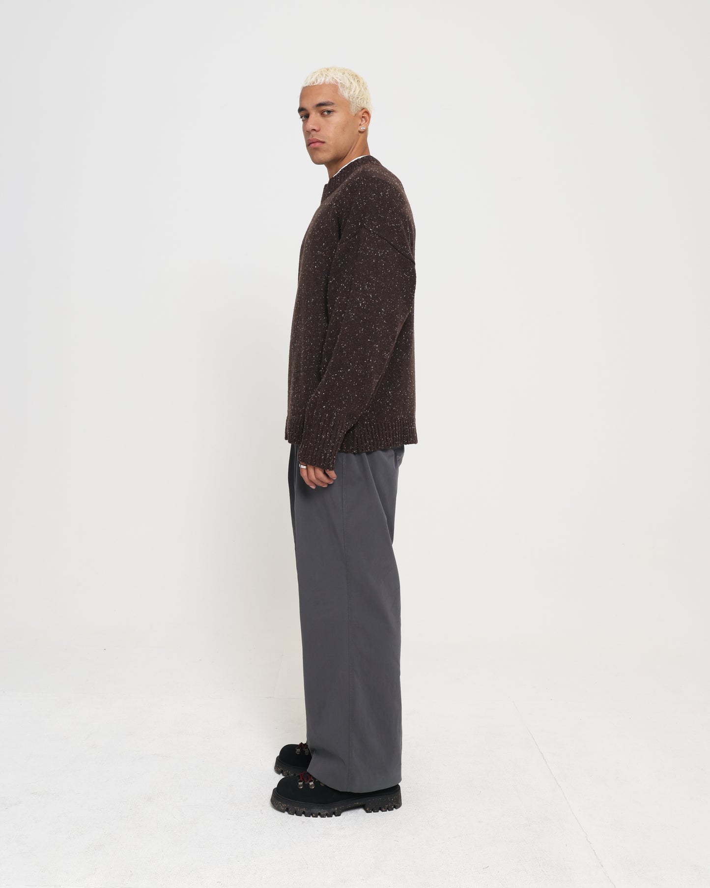 Crew Neck Sweater - Brown Speckle