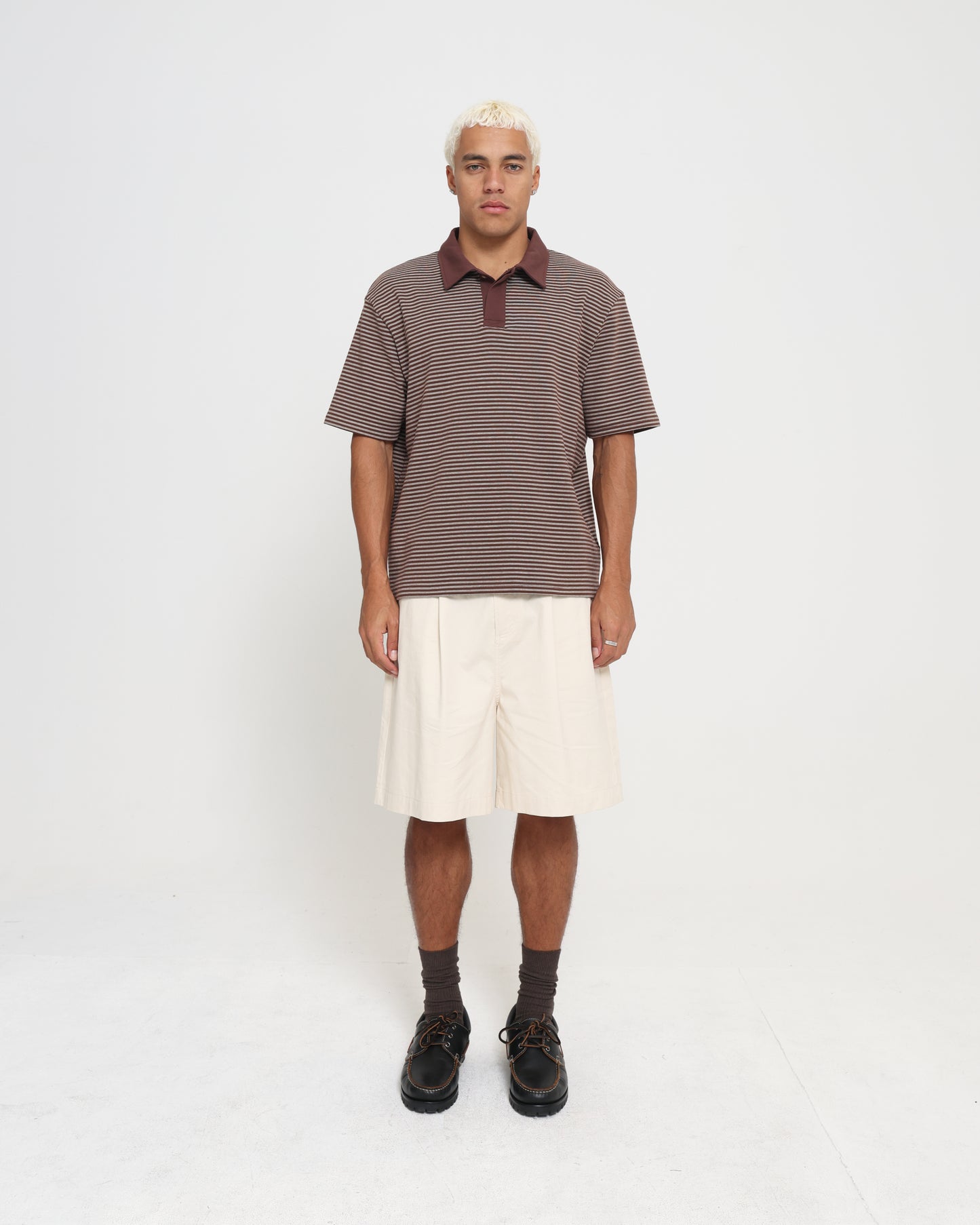 STRIPE POLO - Brown
