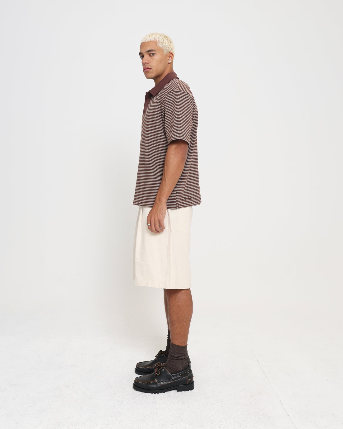 STRIPE POLO - Brown