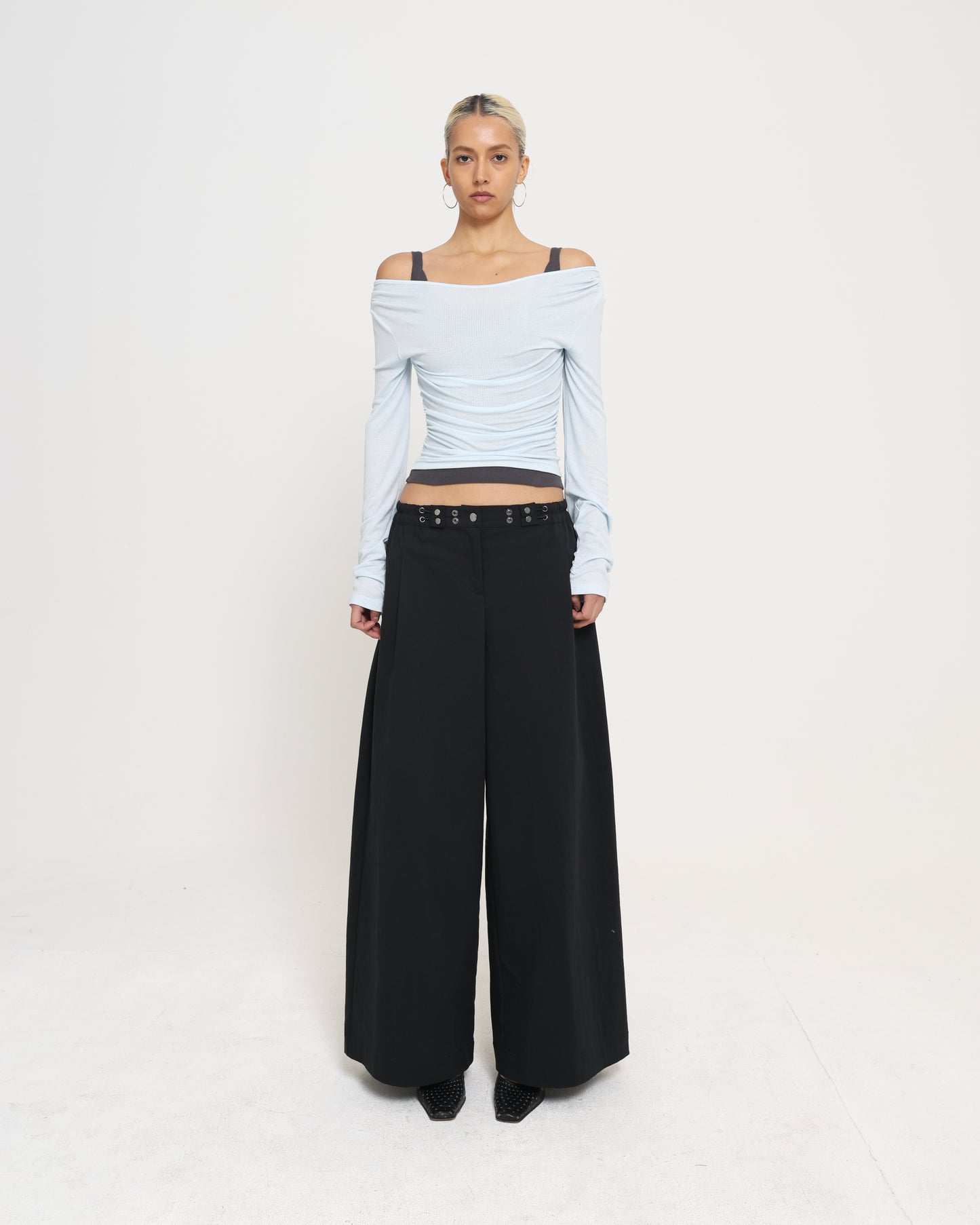 LAYERED LS TOP - Ice Blue / Charcoal