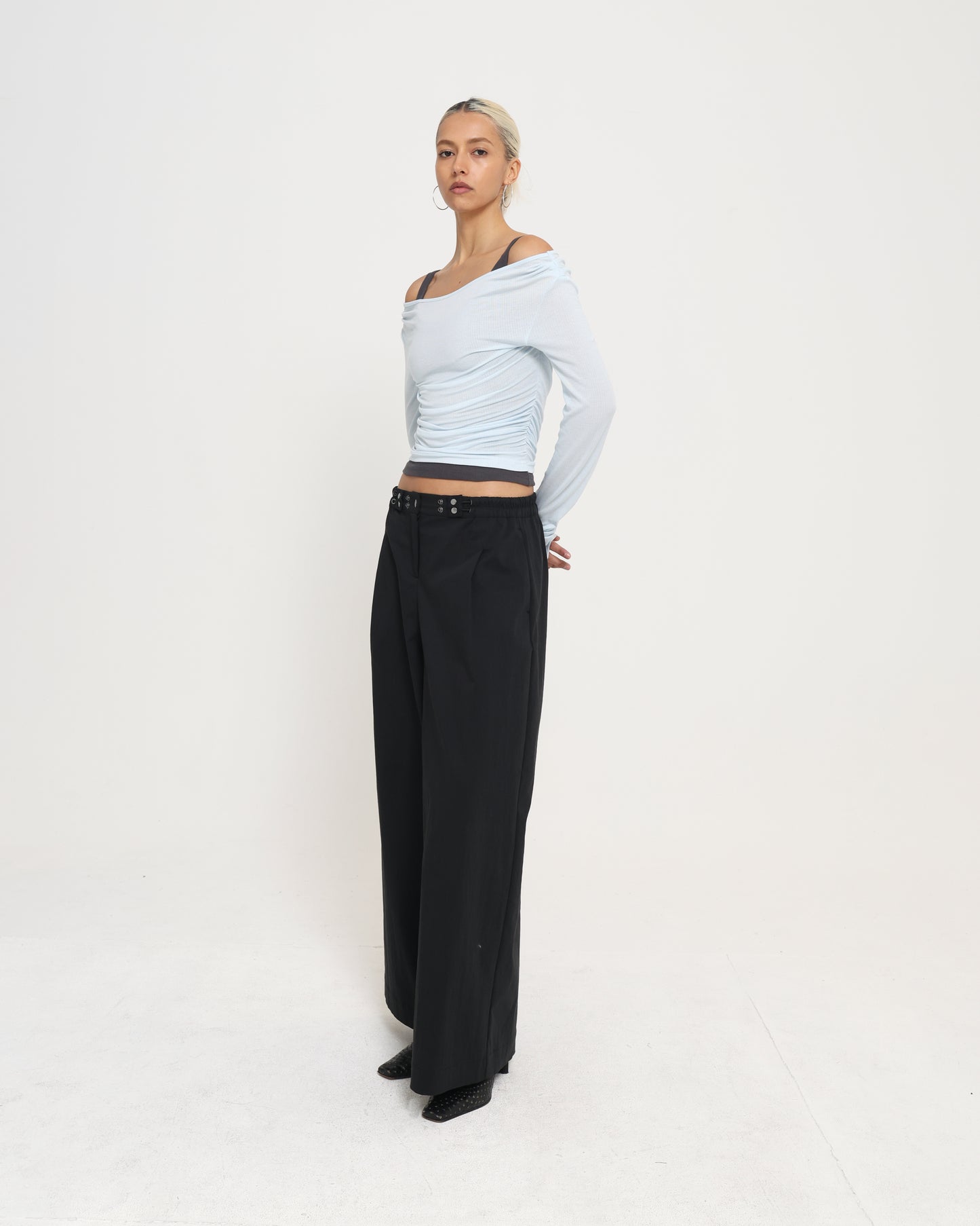 LAYERED LS TOP - Ice Blue / Charcoal
