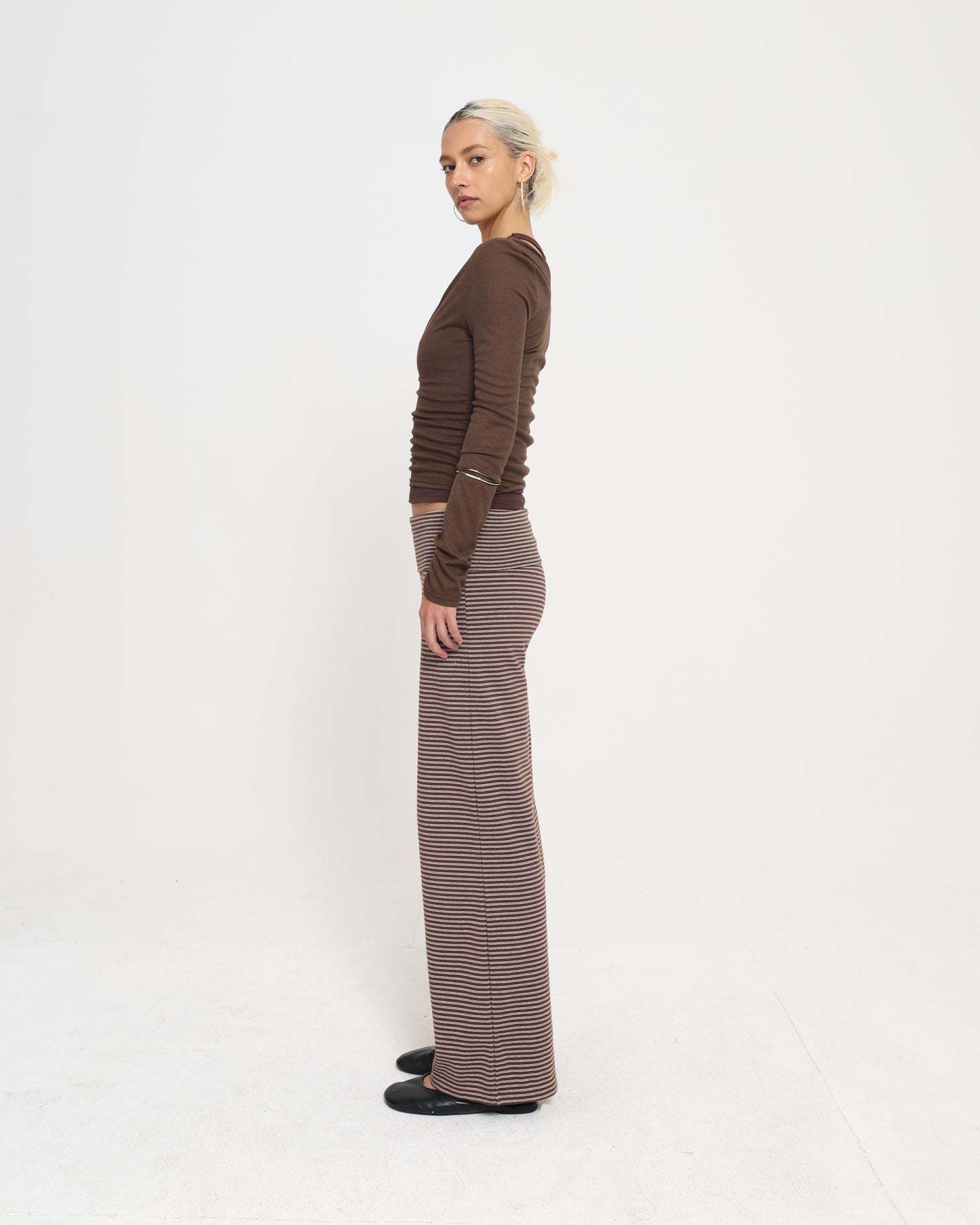 LAYERED RACER TANK - RIBBED CHOCOLATE