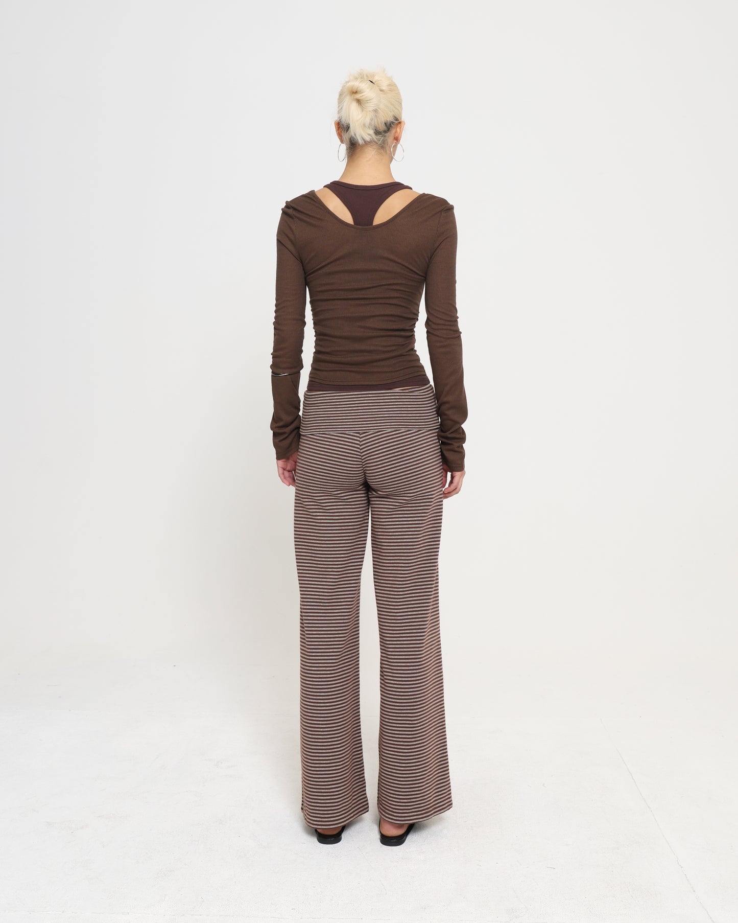 LAYERED RACER TANK - RIBBED CHOCOLATE