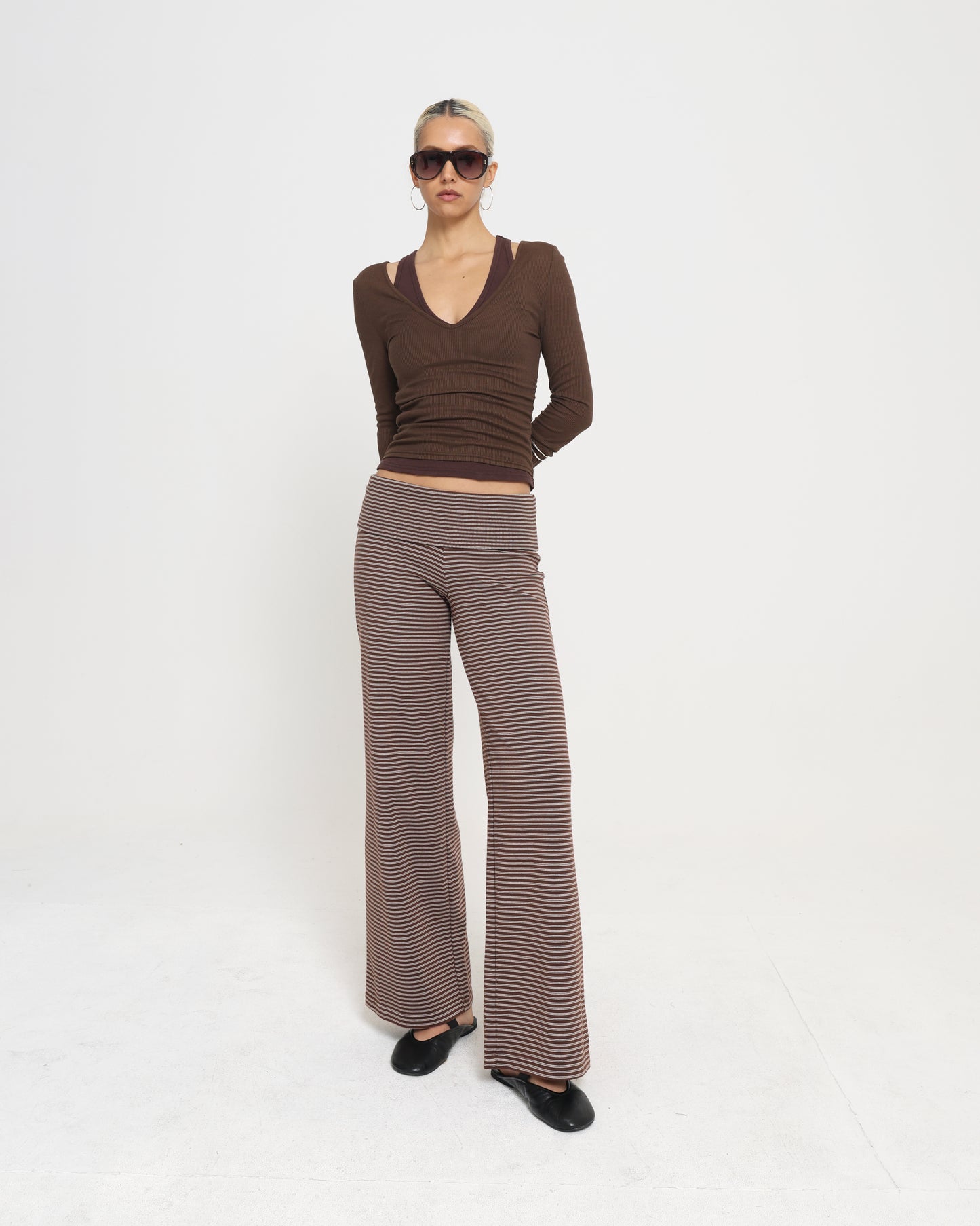 LAYERED RACER TANK - RIBBED CHOCOLATE