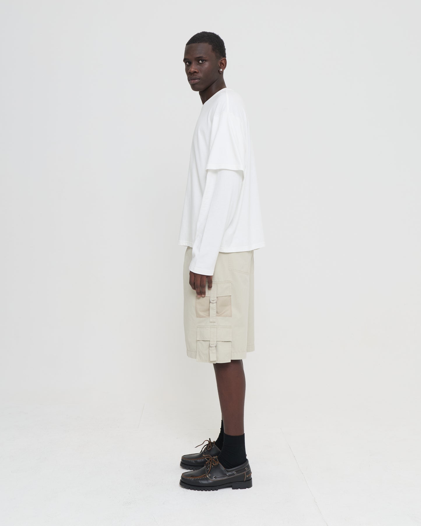Crop Boxy Layered Tee - White