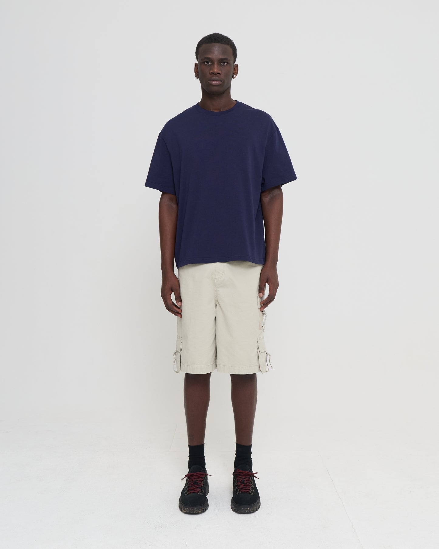 Crop Boxy Tee - Navy