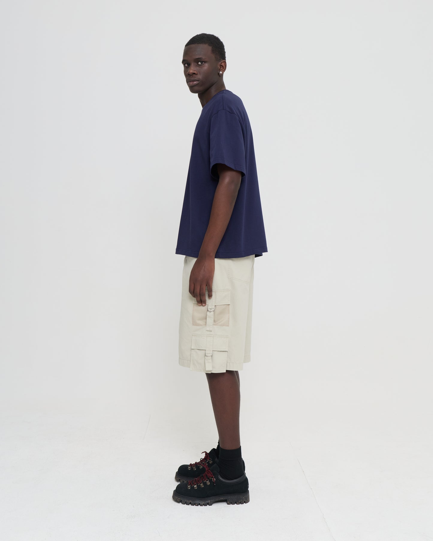 Crop Boxy Tee - Navy