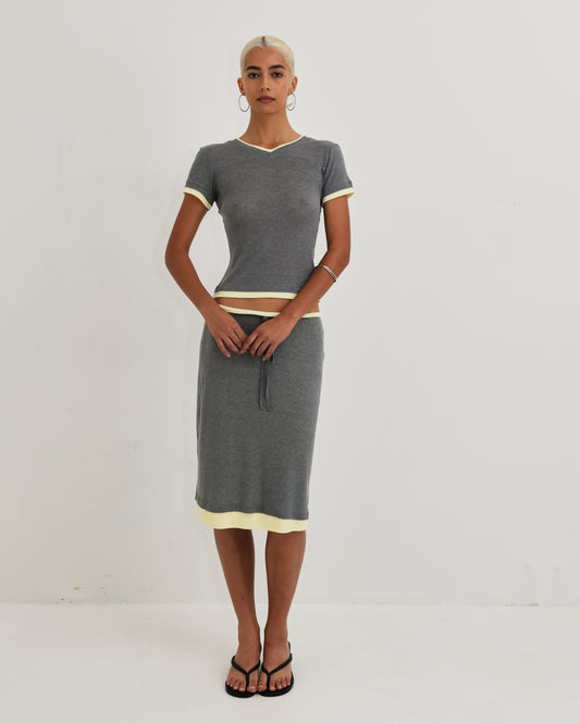 Women's Layered Skirt - Grey / Butter