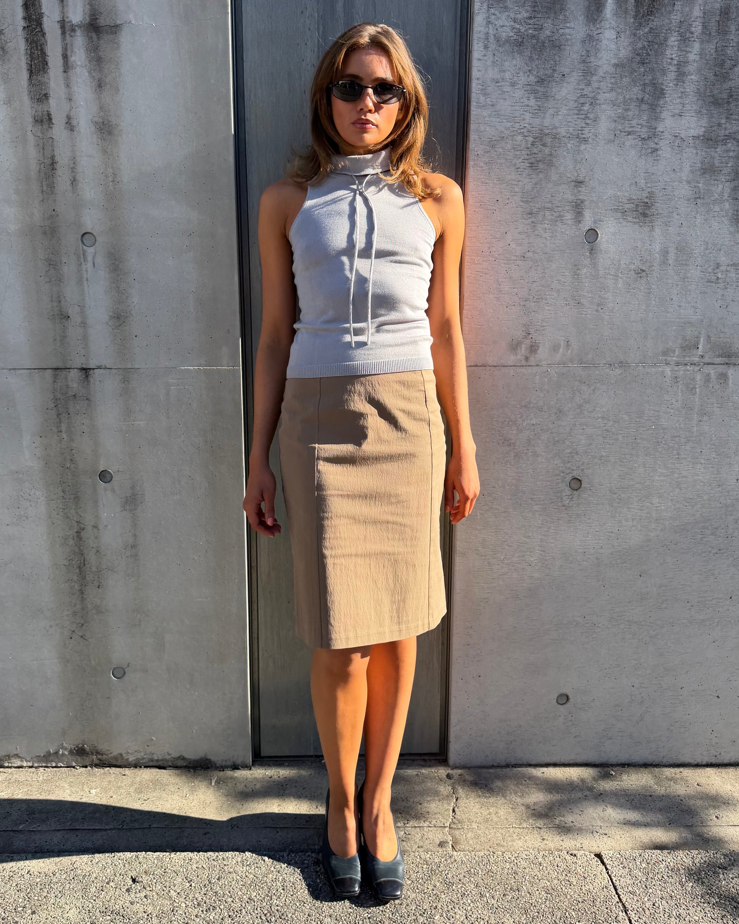 Column Midi Skirt - Brown