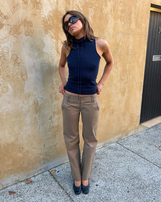 Low Rise Pocket Pant - Brown